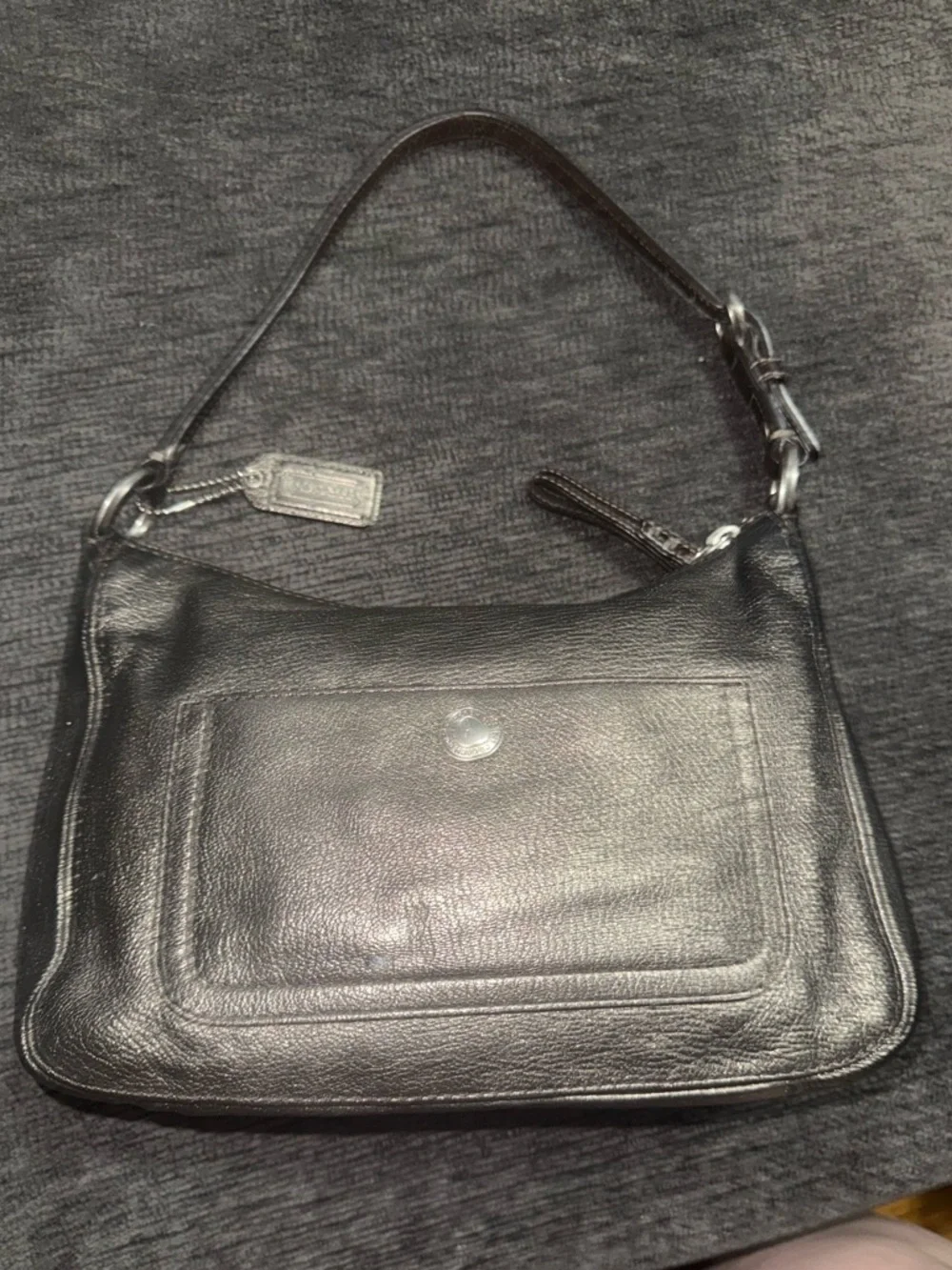 Y2K Coach Chelsea Metallic Silver Leather Shoulder Bag Mini Baguette 2007
